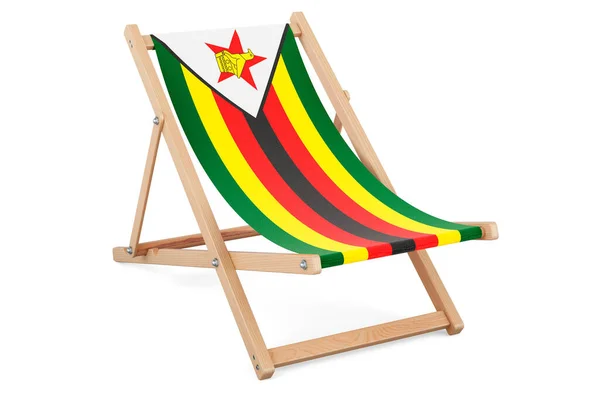 Liegestuhl Mit Simbabwischer Flagge Simbabwe Urlaub Touren Pauschalreisen Konzept Rendering — Stockfoto