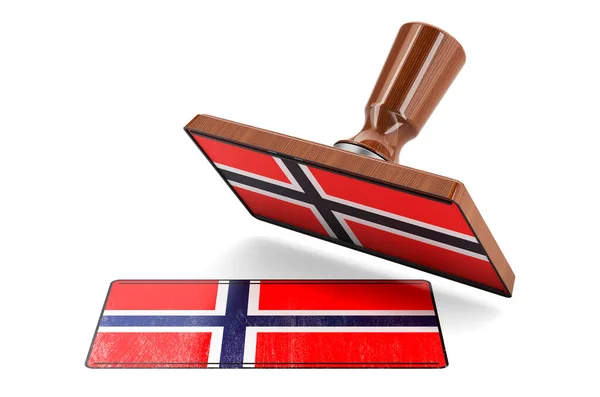 Wooden Stamper Seal Norwegian Flag 렌더링 고립된 — 스톡 사진