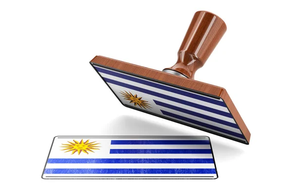Estampador Madera Sello Con Bandera Uruguaya Representación Aislada Sobre Fondo — Foto de Stock