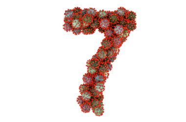 Virüslerden 7 numara. Beyaz arkaplanda 3B görüntüleme izole edildi  