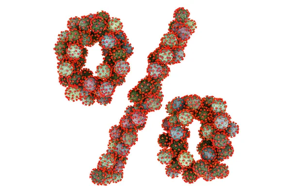 Відсотковий Символ Від Вірусів Візуалізація Ізольована Білому Тлі — стокове фото
