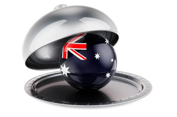 Restaurant Cloche Australian Flag Rendering Isolated White Background — Stock Photo, Image