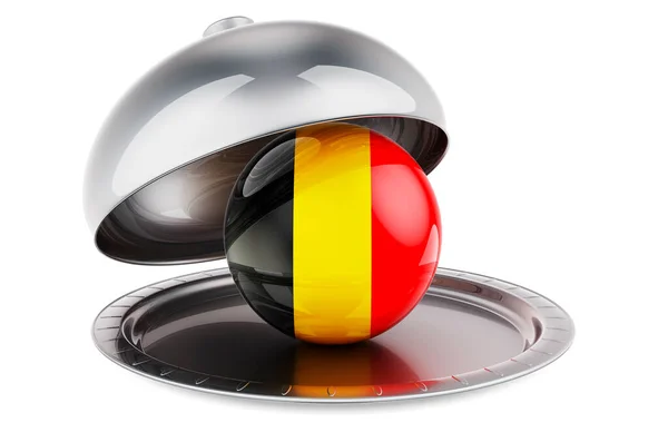 Restaurant Cloche Belgian Flag Rendering Isolated White Background — Photo