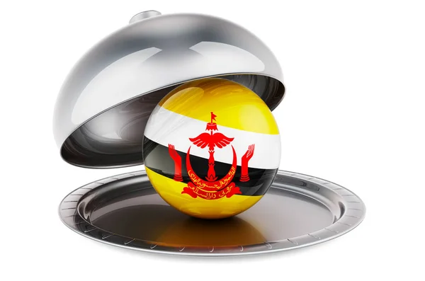 Restaurant Cloche Bruneian Flag Rendering Isolated White Background — Stok fotoğraf