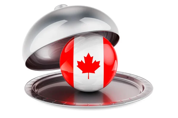 Restaurant Cloche Canadian Flag Rendering Isolated White Background — 스톡 사진