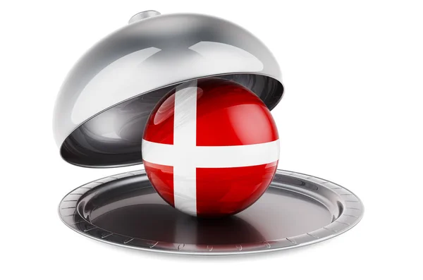 Restaurace Cloche Dánskou Vlajkou Vykreslování Izolované Bílém Pozadí — Stock fotografie