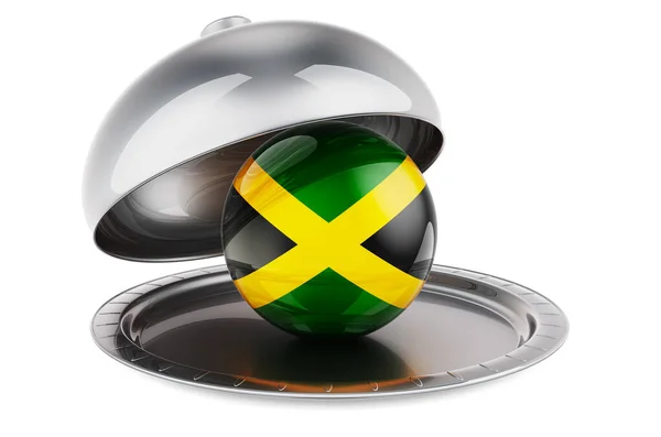 Restaurant Cloche Jamaican Flag Rendering Isolated White Background — Stock Fotó