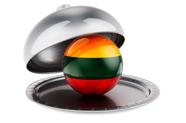 Restaurant Cloche Lithuanian Flag Rendering Isolated White Background — стокове фото