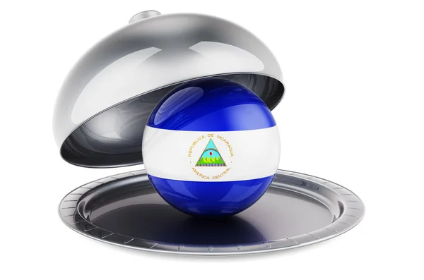 Restaurant Cloche Nicaraguan Flag Rendering Isolated White Background — стокове фото