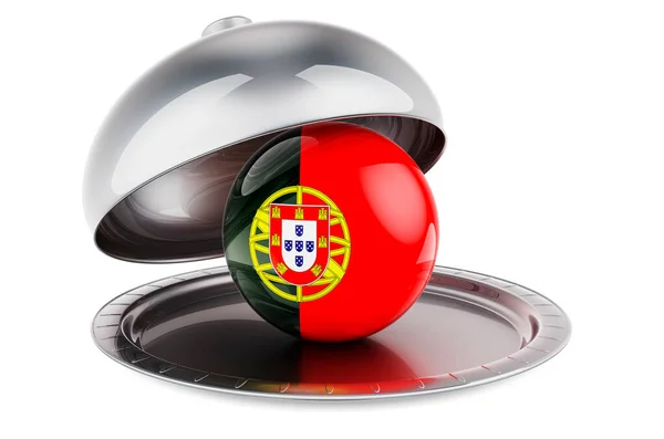 Restaurant Cloche Portuguese Flag Rendering Isolated White Background — Photo