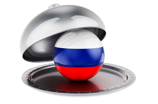 Restaurant Cloche Russian Flag Rendering Isolated White Background — стокове фото