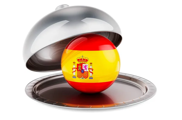 Restaurant Cloche Spanish Flag Rendering Isolated White Background — Stok fotoğraf