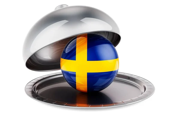 Restaurant Cloche Swedish Flag Rendering Isolated White Background — Stockfoto