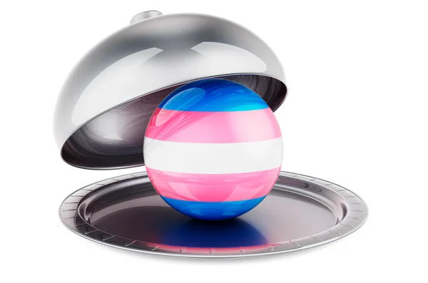 Restaurant Cloche Transgender Flag Rendering Isolated White Background — Stockfoto