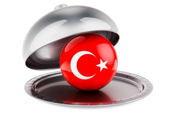 Restaurant Cloche Turkish Flag Rendering Isolated White Background — Foto Stock