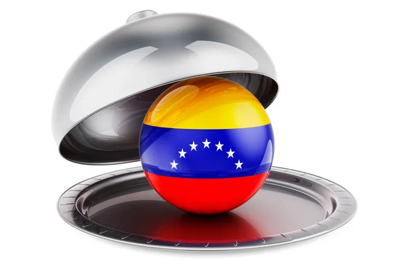 Restaurant Cloche Venezuelan Flag Rendering Isolated White Background — Φωτογραφία Αρχείου