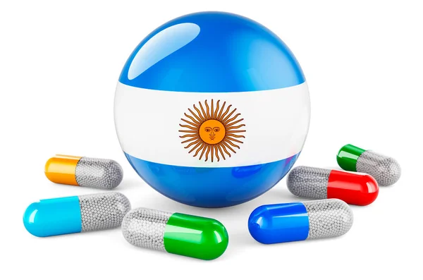 Pills Capsule Argentinean Flag Rendering Isolated White Background — Stockfoto