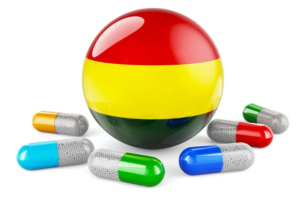 Pills Capsule Bolivian Flag Rendering Isolated White Background — 图库照片