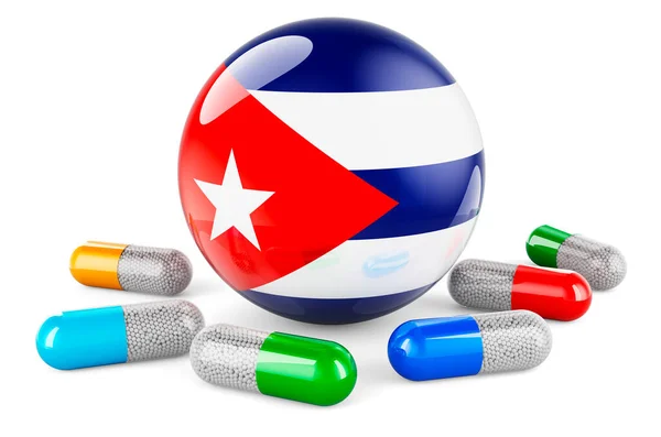 Pills Capsule Cuban Flag Rendering Isolated White Background — ストック写真