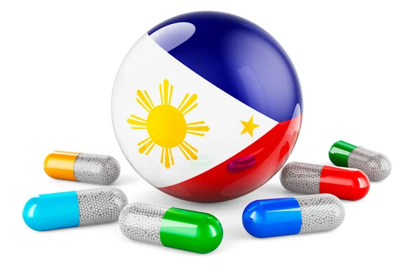 Pills Capsules Filipino Flag Rendering Isolated White Background — Φωτογραφία Αρχείου