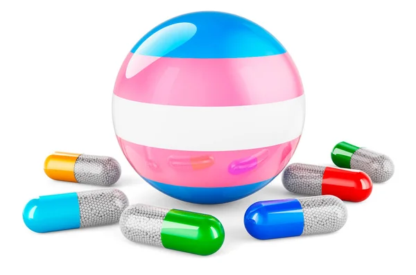 Pills Capsules Transgender Flag Rendering Isolated White Background — Fotografia de Stock