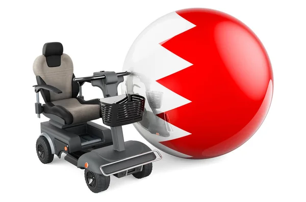 Bahrajnská Vlajka Vnitřním Invalidním Vozíkem Nebo Elektrickým Invalidním Vozíkem Vykreslování — Stock fotografie