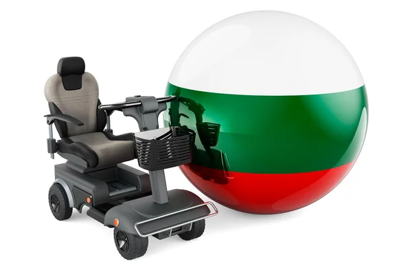 Bulgarian Flag Indoor Powerchair Electric Wheelchair Rendering Isolated White Background — Zdjęcie stockowe