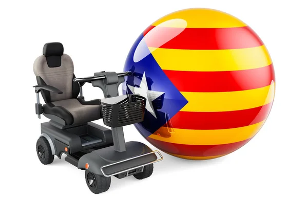 Catalan Flag Indoor Powerchair Electric Wheelchair Rendering Isolated White Background — Foto Stock