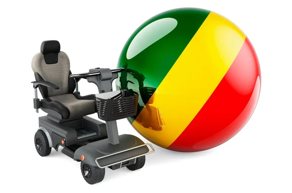 Congolese Flag Indoor Powerchair Electric Wheelchair Rendering Isolated White Background — ストック写真