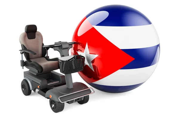 Cuban Flag Indoor Powerchair Electric Wheelchair Rendering Isolated White Background —  Fotos de Stock