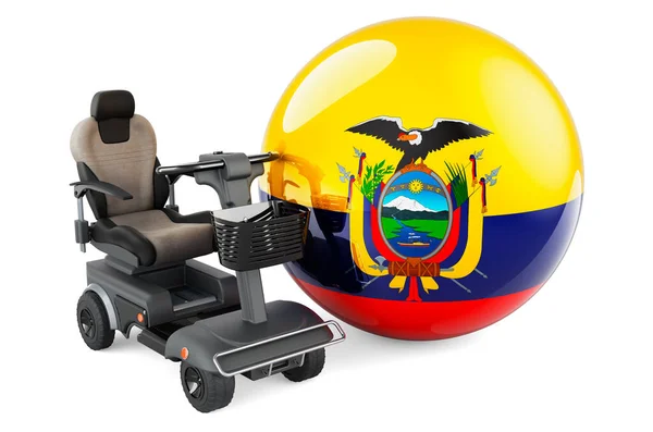 Ecuadorian Flag Indoor Powerchair Electric Wheelchair Rendering Isolated White Background — Stockfoto