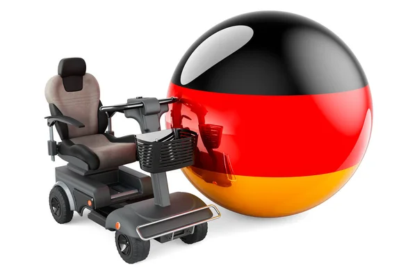 German Flag Indoor Powerchair Electric Wheelchair Rendering Isolated White Background — 스톡 사진