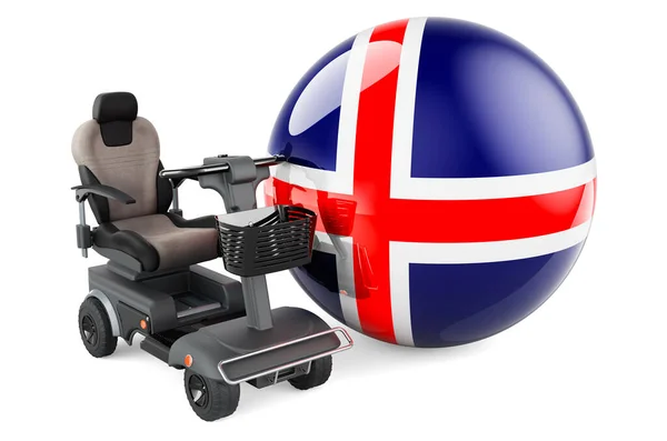 Icelandic Flag Indoor Powerchair Electric Wheelchair Rendering Isolated White Background — Stock Fotó