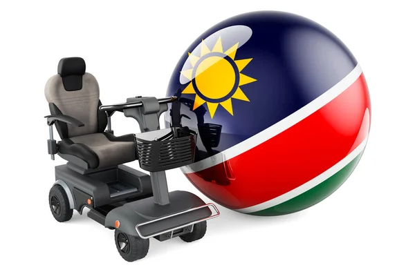 Namibian Flag Indoor Powerchair Electric Wheelchair Rendering Isolated White Background — Stockfoto