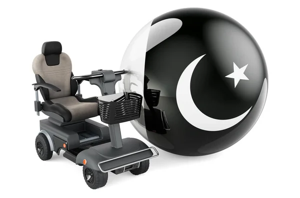 Pakistani Flag Indoor Powerchair Electric Wheelchair Rendering Isolated White Background — ストック写真