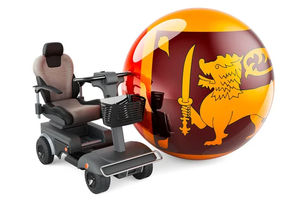 Srílanská Vlajka Vnitřním Invalidním Vozíkem Nebo Elektrickým Invalidním Vozíkem Vykreslování — Stock fotografie