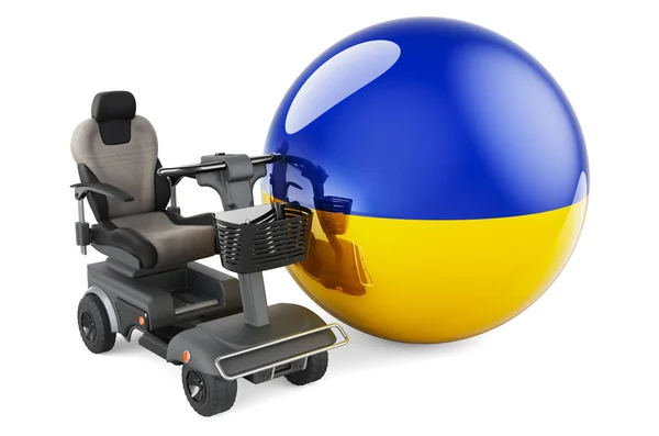 Ukrainian Flag Indoor Powerchair Electric Wheelchair Rendering Isolated White Background — Foto Stock