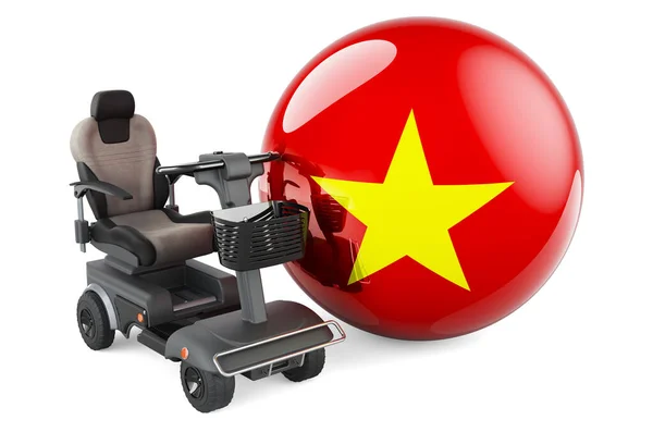 Vietnamese Flag Indoor Powerchair Electric Wheelchair Rendering Isolated White Background — 스톡 사진