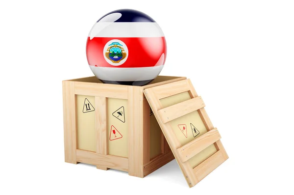 Wooden Box Parcel Costa Rican Flag Shipping Delivery Costa Rica — 스톡 사진