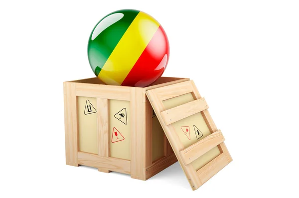 Wooden Box Parcel Congolese Flag Shipping Delivery Congo Concept Rendering — Φωτογραφία Αρχείου