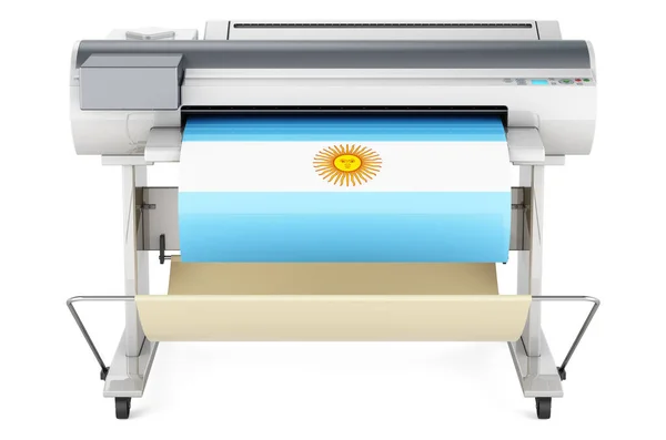 Wide Format Printer Plotter Argentinean Flag Rendering Isolated White Background — ストック写真