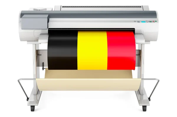 Wide Format Printer Plotter Belgian Flag Rendering Isolated White Background — Foto de Stock