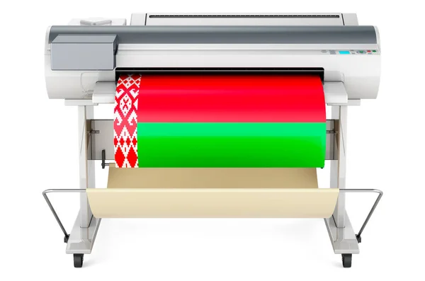Wide Format Printer Plotter Belarusian Flag Rendering Isolated White Background — Foto de Stock