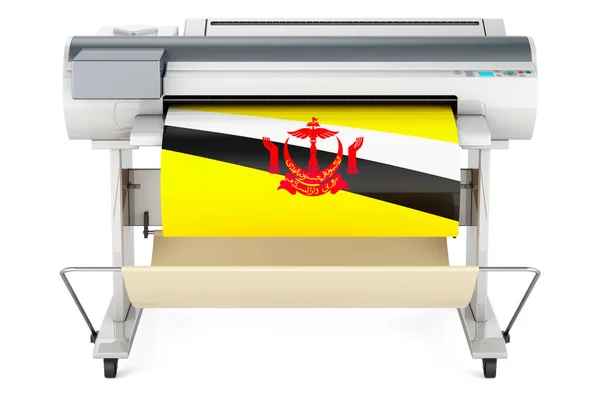 Wide Format Printer Plotter Bruneian Flag Rendering Isolated White Background — Stock Photo, Image