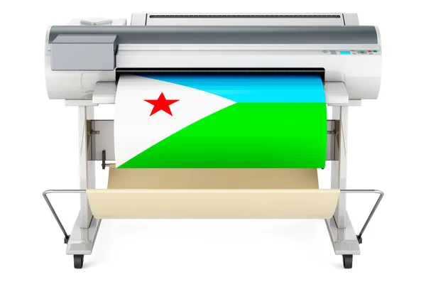 Wide Format Printer Plotter Djiboutian Flag Rendering Isolated White Background — Stok fotoğraf