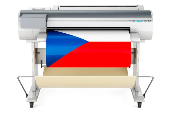 Wide Format Printer Plotter Czech Flag Rendering Isolated White Background — Foto de Stock
