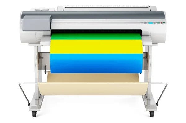Wide Format Printer Plotter Gabonese Flag Rendering Isolated White Background — Foto de Stock