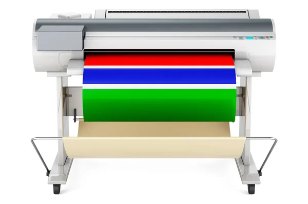 Wide Format Printer Plotter Gambia Flag Rendering Isolated White Background — Foto de Stock
