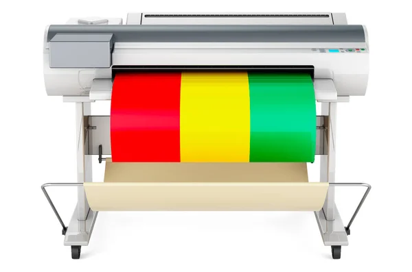 Wide Format Printer Plotter Guinean Flag Rendering Isolated White Background — ストック写真