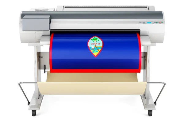 Wide Format Printer Plotter Guamanian Flag Rendering Isolated White Background — Stockfoto